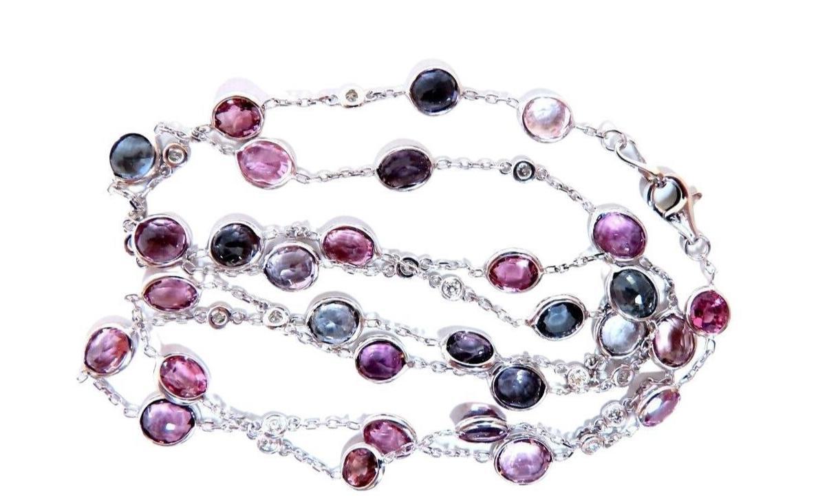 25.10ct multi-colored natural spinel diamonds yard necklace 14kt gold 12307  *v