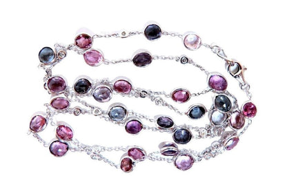 25.10ct multi-colored natural spinel diamonds yard necklace 14kt gold 12307  *v