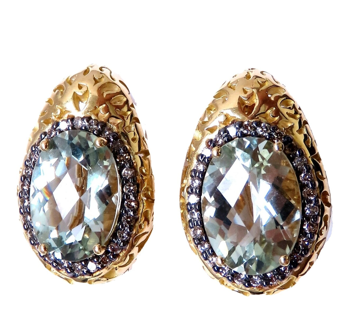 26ct natural green amethyst fancy color diamond earrings 18kt Gold Garavelli *v