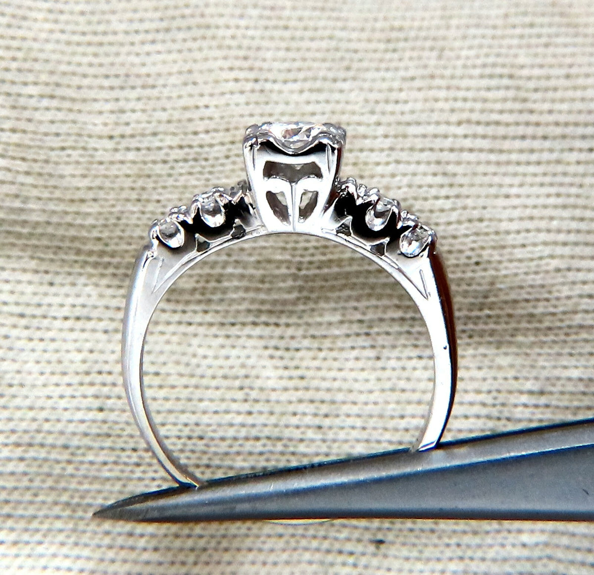 .46ct Natural Round Cut Diamond Ring Vintage 14kt *v