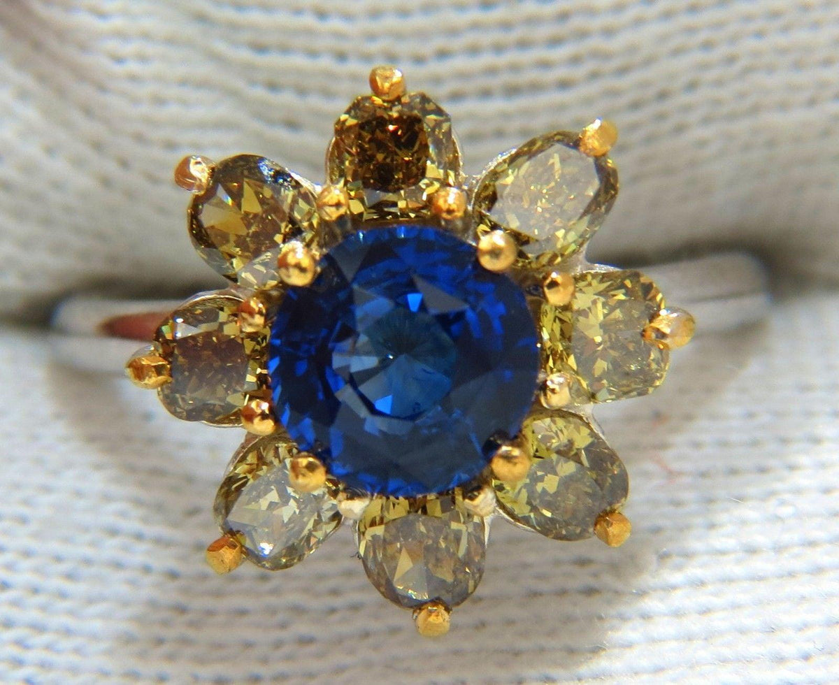 GIA Certified 1.58ct Natural Blue Sapphire Diamonds ring 14kt 10271 *v