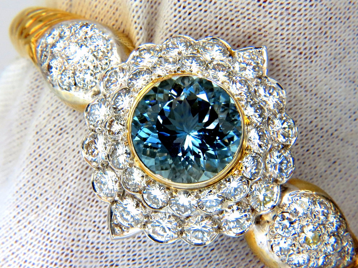 Aquamarine diamonds bangle bracelet 18kt 15.50ct  Natural Italian Cluster *v