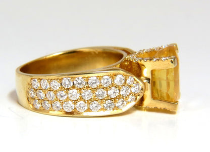 7.06ct Natural yellow sapphire ring 18kt. Raised Bead Set *v