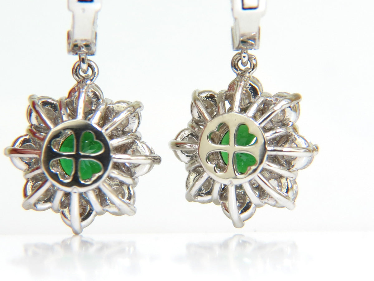 2.88CT NATURAL FINE GEM TSAVORITE DIAMOND DANGLE EARRINGS HOOP 14KT G/VS *v