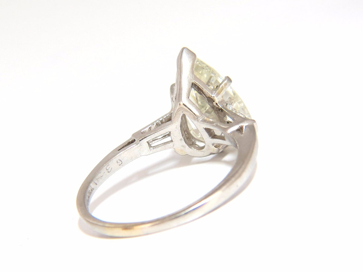 GIA Certified 3.77ct Pear Shape Natural Diamond Ring Platinum Classic *v
