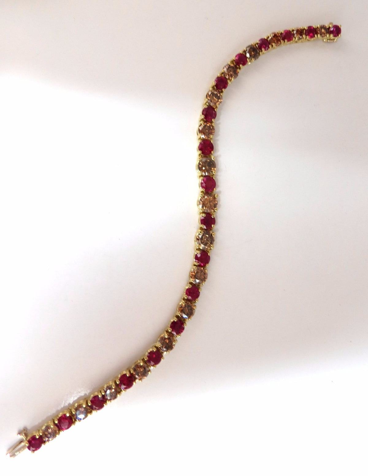 24.14ct Natural Fancy Brown Diamonds Red Ruby Bracelet 18kt Tennis *v