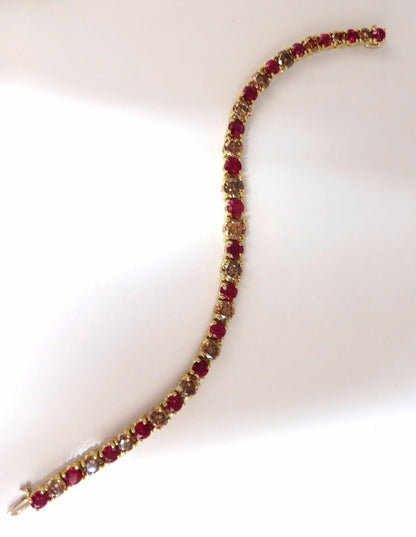24.14ct Natural Fancy Brown Diamonds Red Ruby Bracelet 18kt Tennis *v
