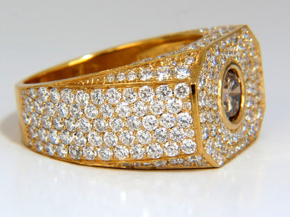 5.60ct. mens natural fancy light brown diamond master bead set pave ring *v