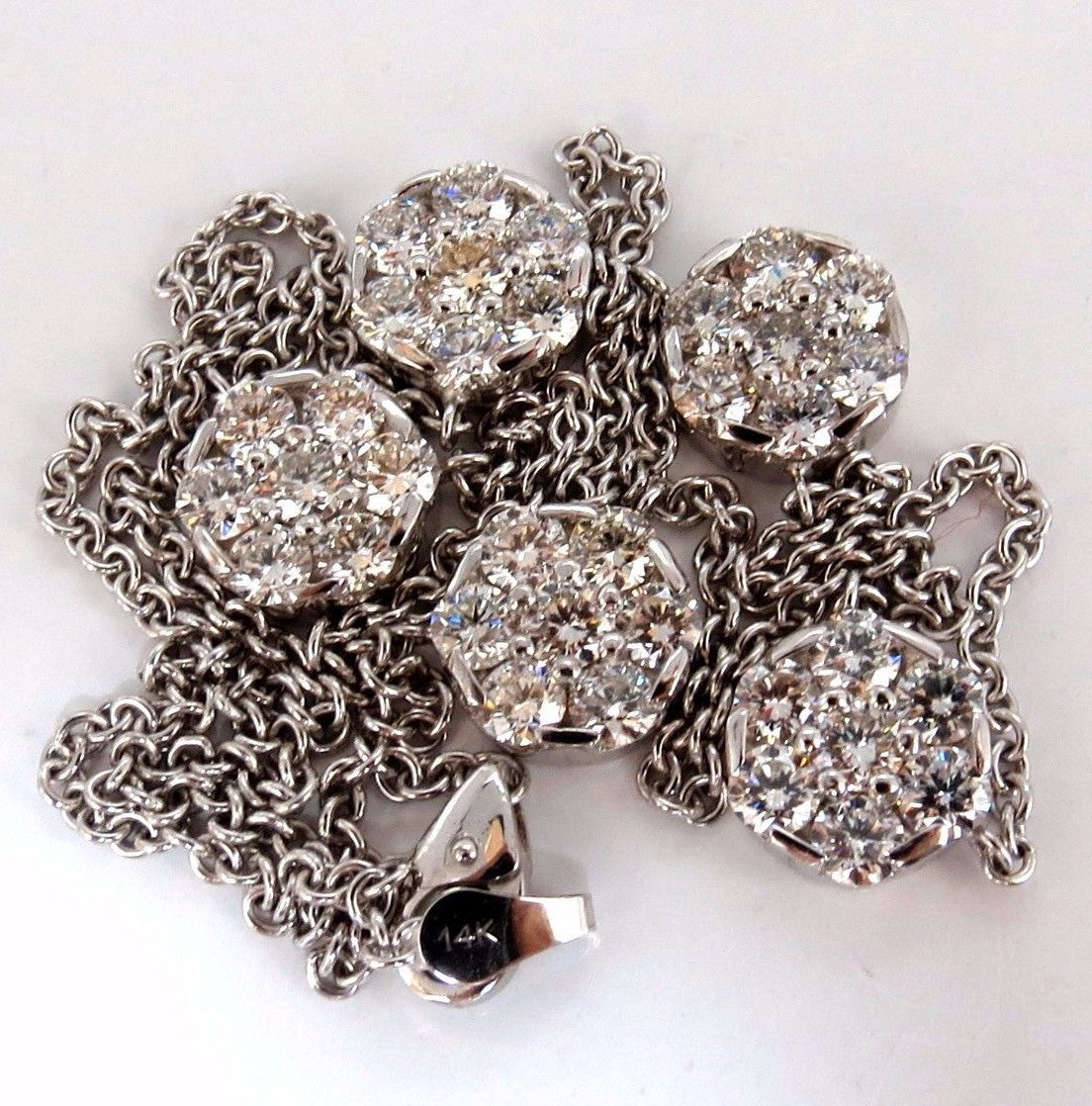 6.50ct natural diamonds (5) cluster yard necklace 14kt floretta 18 inch *v