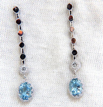 2.60ct natural aquamarines diamonds dangle earrings 14kt *v