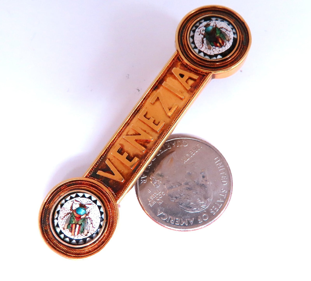 Vintage Venezia Oietra Dura Bug Pin 18kt *v