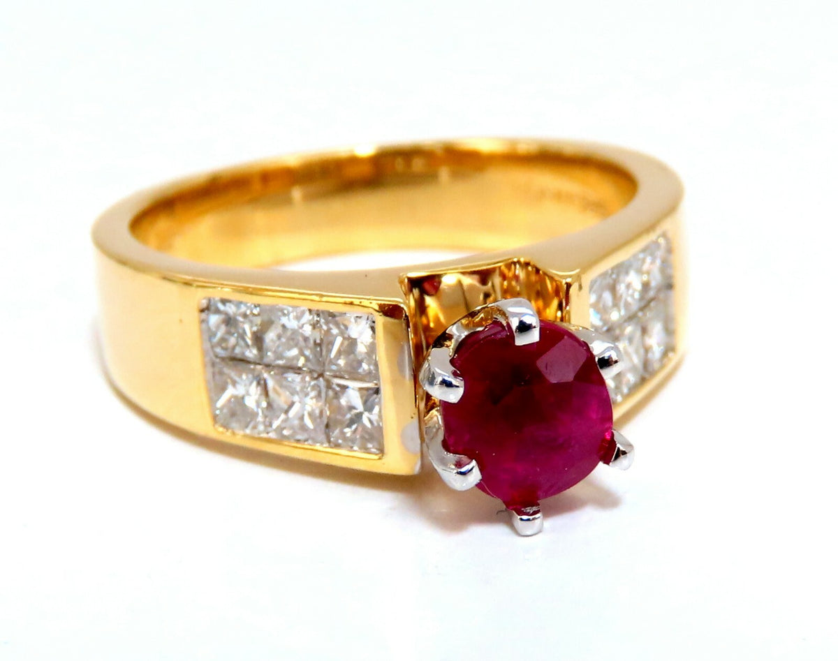 GIA Certified 1.04ct Natural Ruby Diamonds Ring 14 Karat Gold Cathedral *v