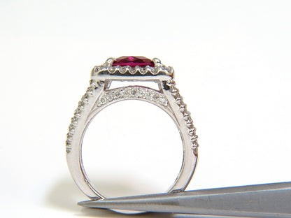 2.73CT NATURAL BRIGHT PINK TOURMALINE DIAMOND RING SPLIT SHANK 14KT *v