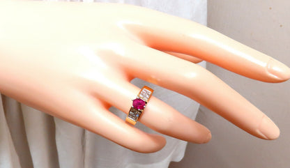 GIA Certified 1.04ct Natural Ruby Diamonds Ring 14 Karat Gold Cathedral *v