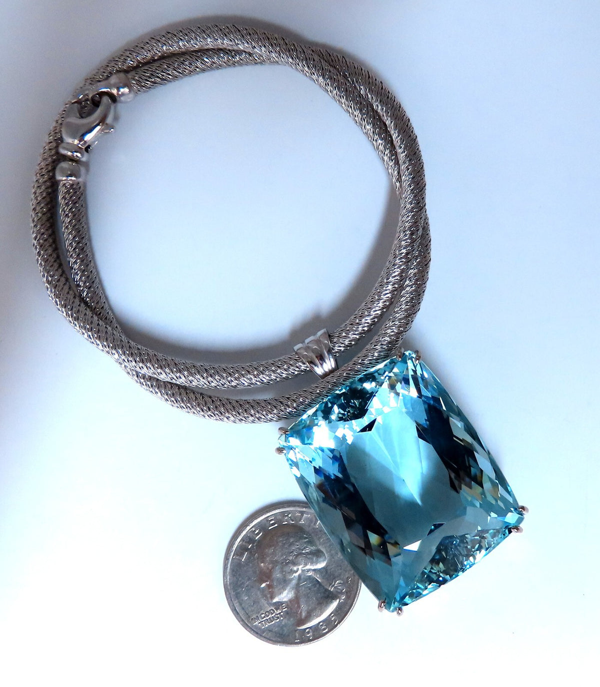 GIA Certified Natural 140.01ct  Aquamarine Diamonds Necklace 18kt & Plat *v