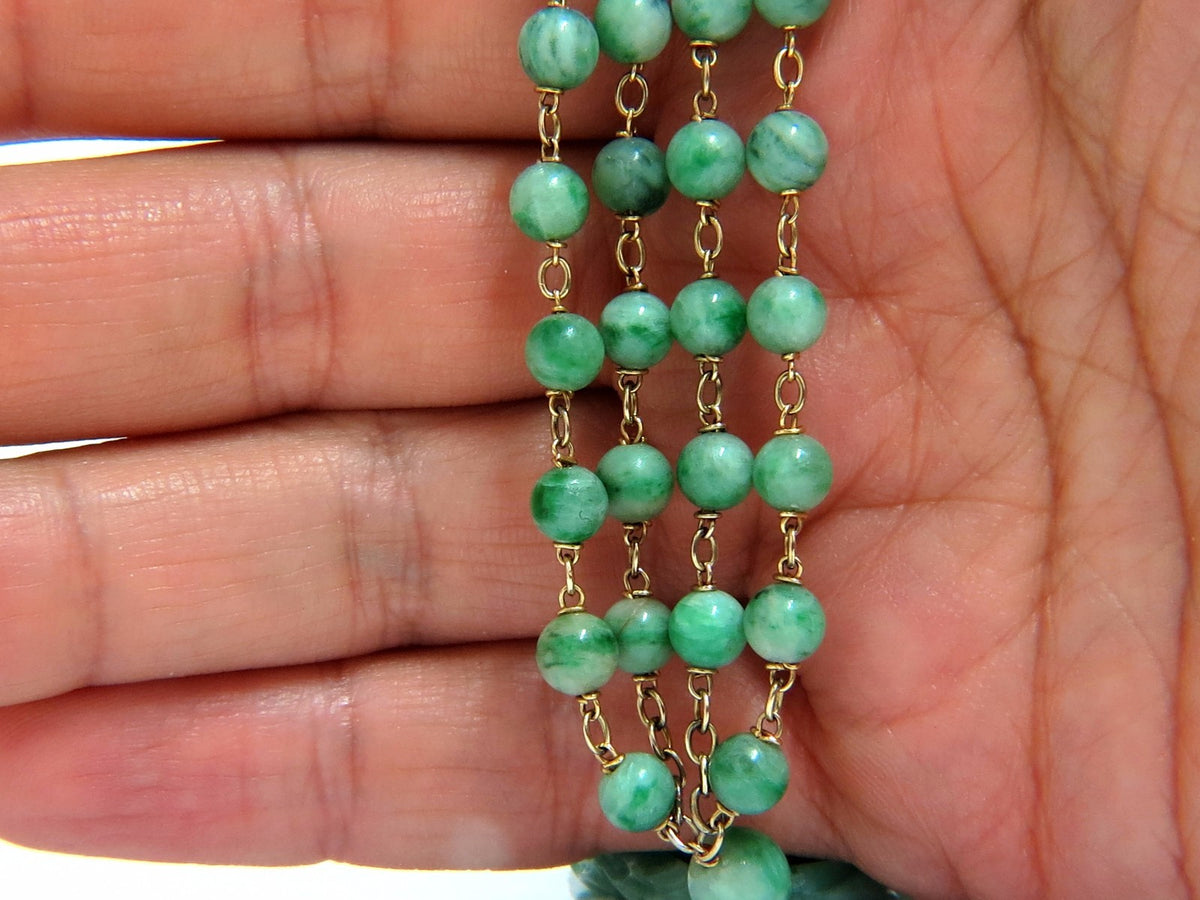 GIA NATURAL 210CT JADE BEAD NECKLACE & NO ENHANCEMENTS *v