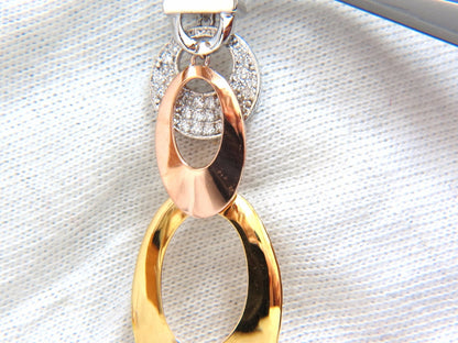 .80CT NATURAL DIAMONDS DANGLE EARRINGS TRICOLOR 3D 4 TIER HIGH SHINE 14kt *v