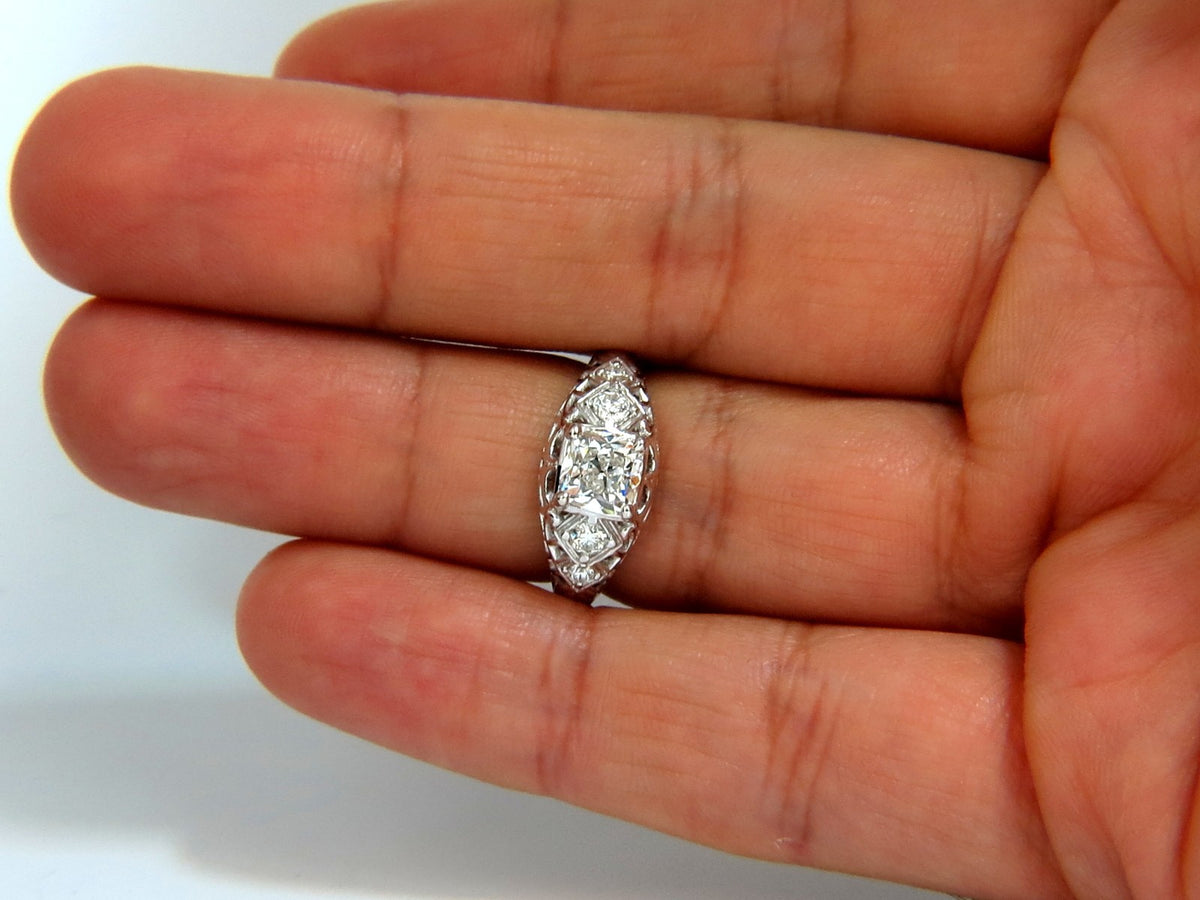 GIA 1.04ct. Cushion Brilliant natural diamond ring G/ Si-1 Deco 14kt gold *v