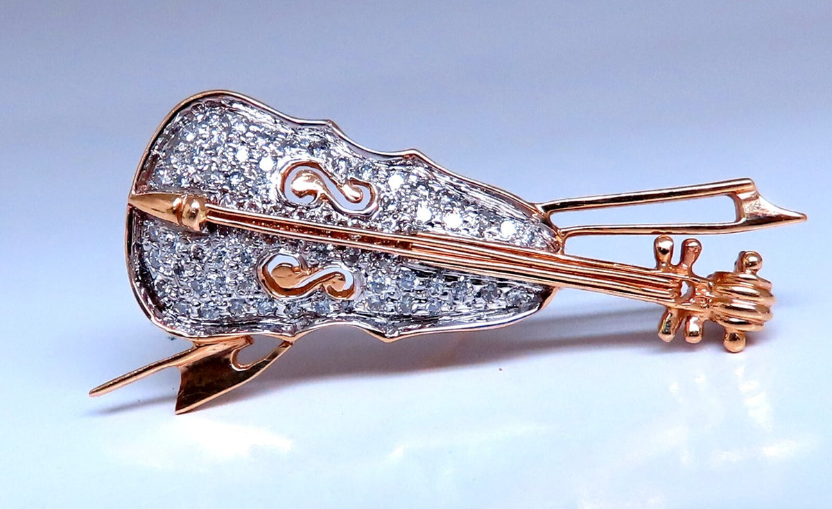 .60ct natural diamond Cello Violin Pin 14kt Gold *v