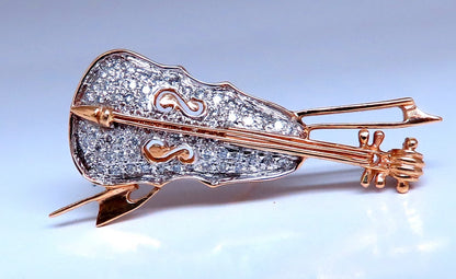 .60ct natural diamond Cello Violin Pin 14kt Gold *v