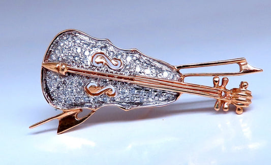 .60ct natural diamond Cello Violin Pin 14kt Gold *v
