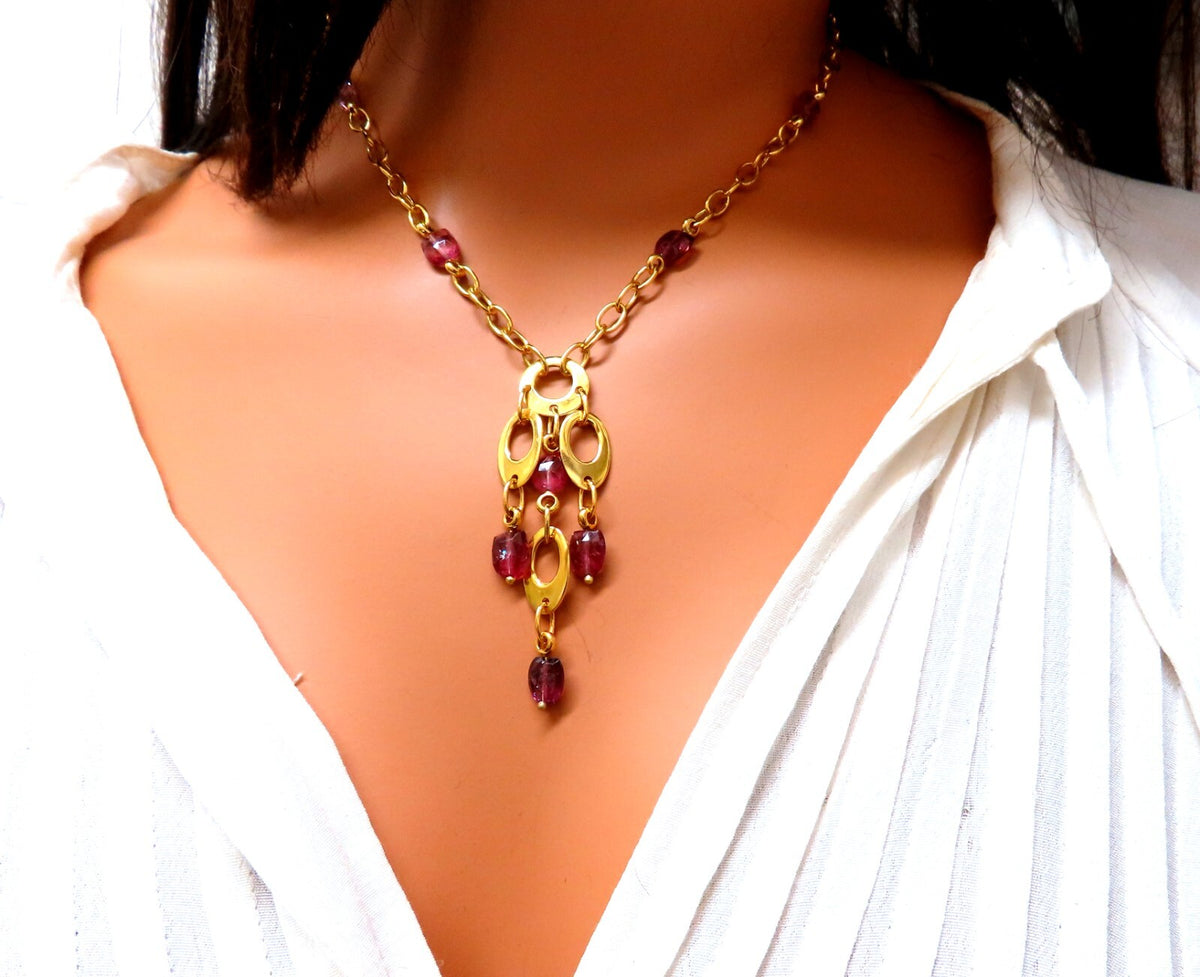 10ct Natural Tourmaline Dangle Necklace 14kt *V