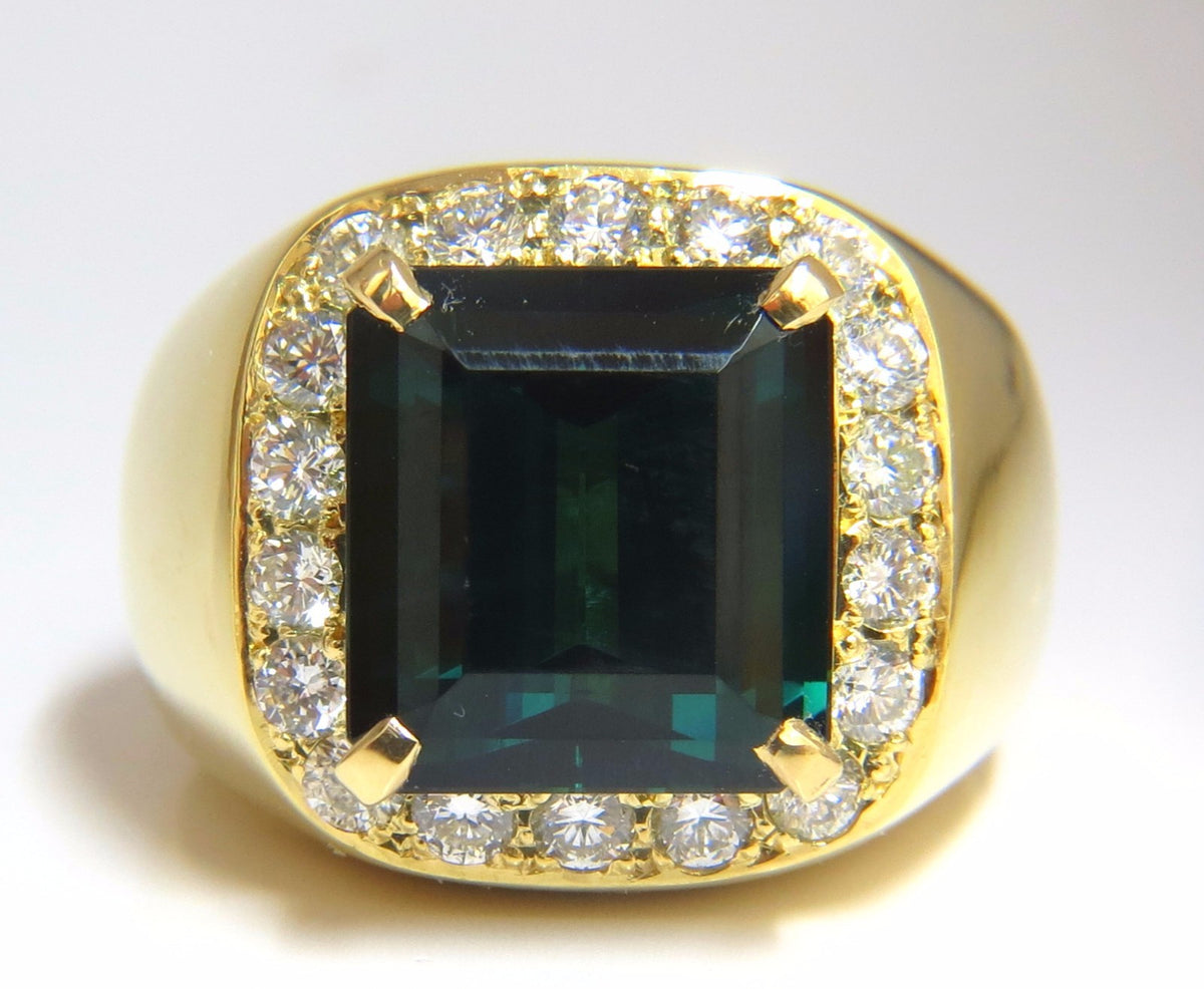 GIA Certified 13.59ct Natural Vivid Blue Green Tourmaline diamonds ring 18kt *v