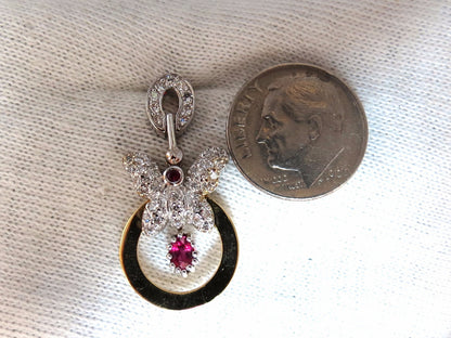 1.70CT NATURAL OVAL BRIGHT RED RUBY DIAMOND DANGLE BUTTERFLY EARRINGS 14KT *v