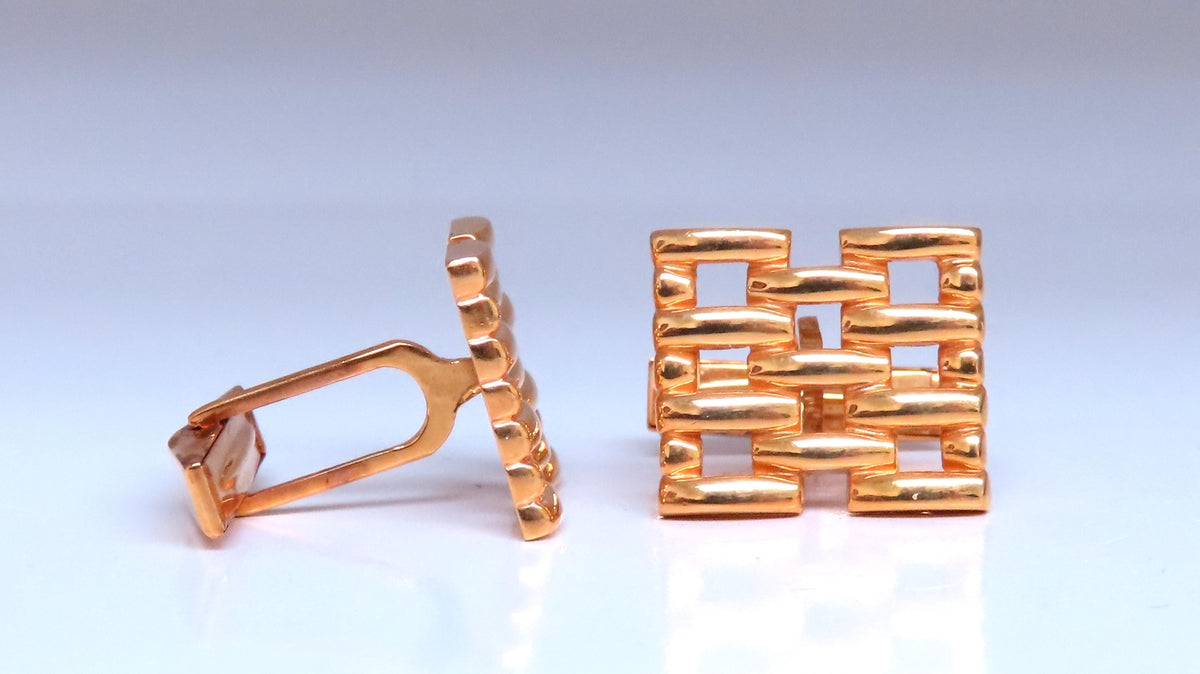 Staggered Brick Form Mens 14kt gold executive cufflinks 12362 *v