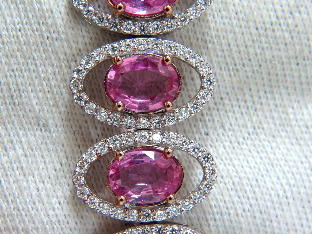 27.47ct natural Vivid Pink Sapphire diamond bracelet 14kt g/vs pink halo *v