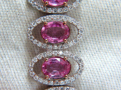 27.47ct natural Vivid Pink Sapphire diamond bracelet 14kt g/vs pink halo *v