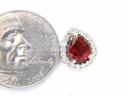 GIA Certified 1.19 & 1.28ct. Natural ruby diamond earrings 18 Karat Cluster *v