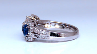 1.25ct Natural Sapphires Diamonds Ring 14kt Gold Three stone style *v