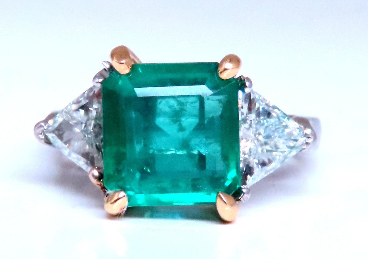 GIA Certified 3.97ct Natural Emerald (F1) Diamond Ring Platinum 12414 *v