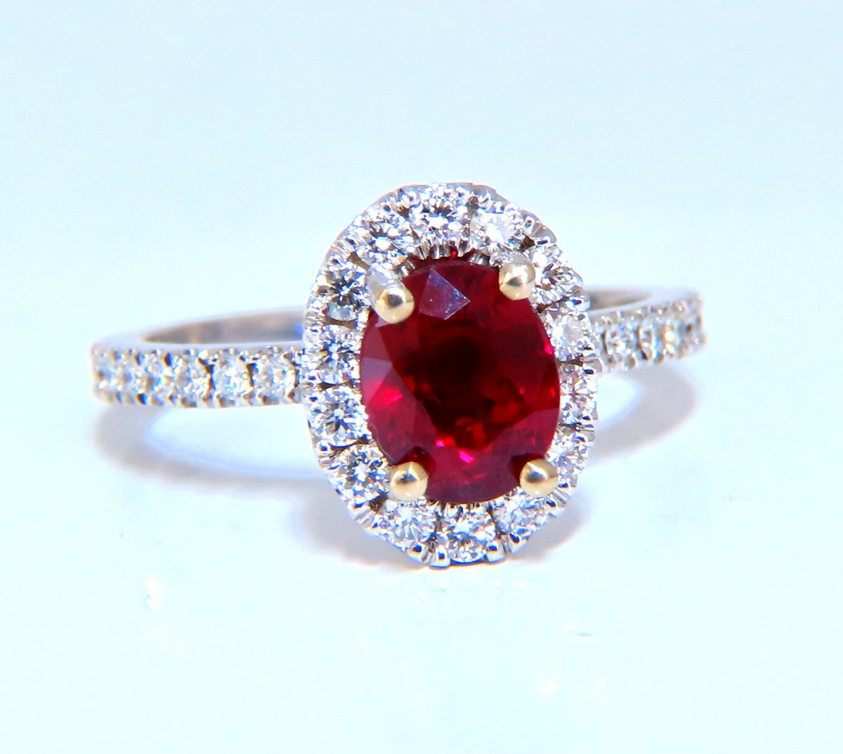GIA Certified Thailand Ruby 1.71ct  Halo Diamond ring 18kt Vivid Red Prime*v