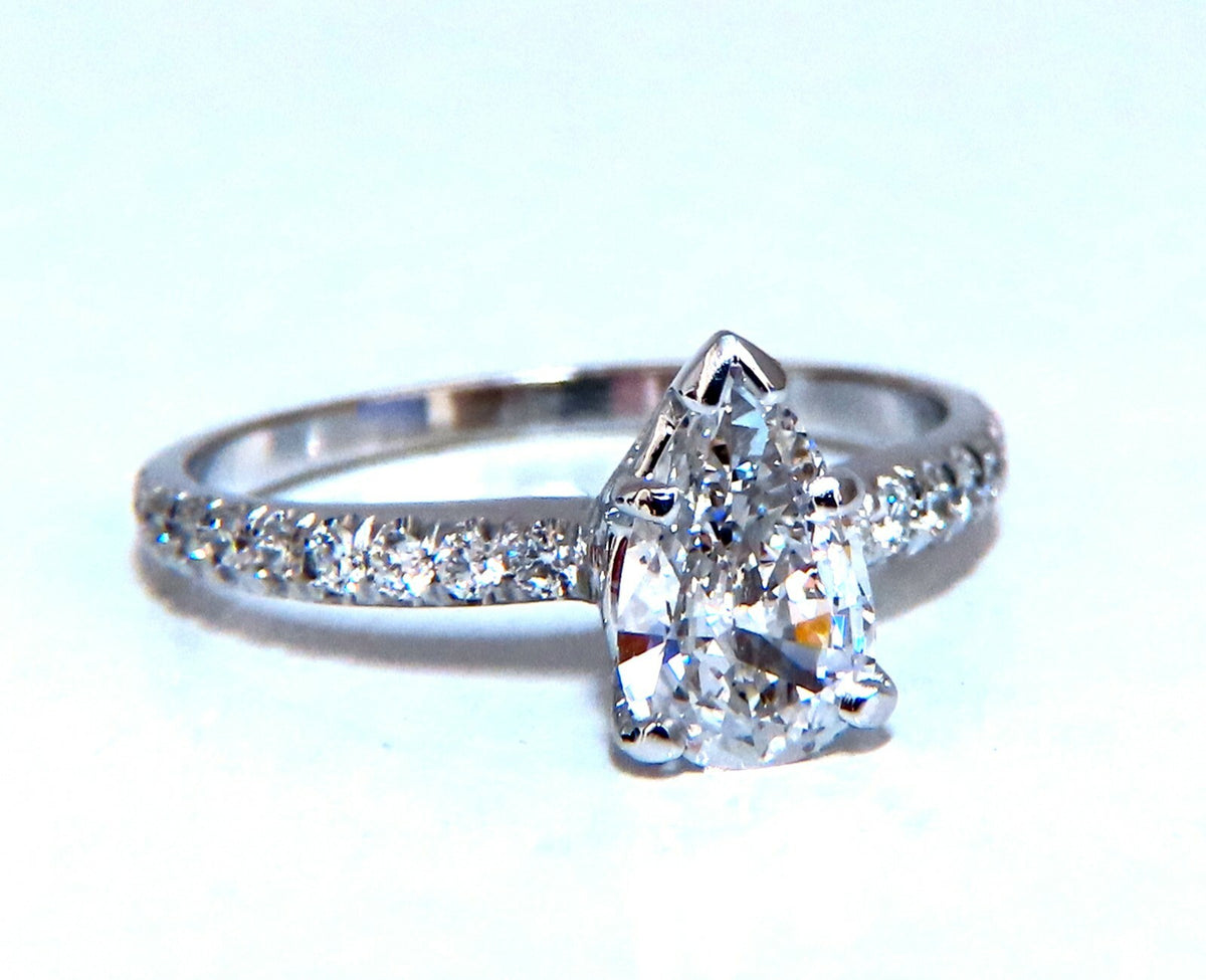 GIA Certified .54ct Natural Pear Shaped Diamond Ring 14kt *v
