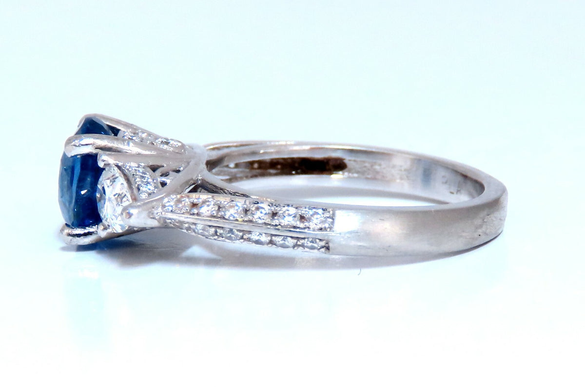 GIA Certified 2.13ct Natural Sapphire Diamonds Ring Platinum*v