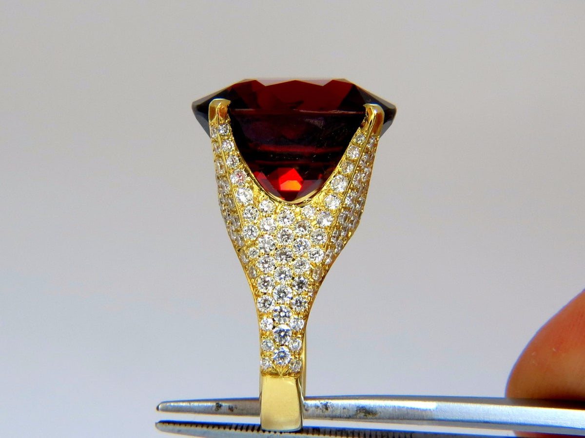 26.31ct GIA NATURAL RED SPESSARTITE GARNET DIAMONDS RAISED RING 18KT *v