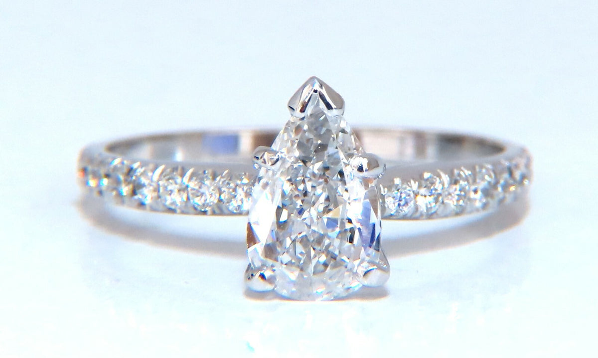 GIA Certified .54ct Natural Pear Shaped Diamond Ring 14kt *v
