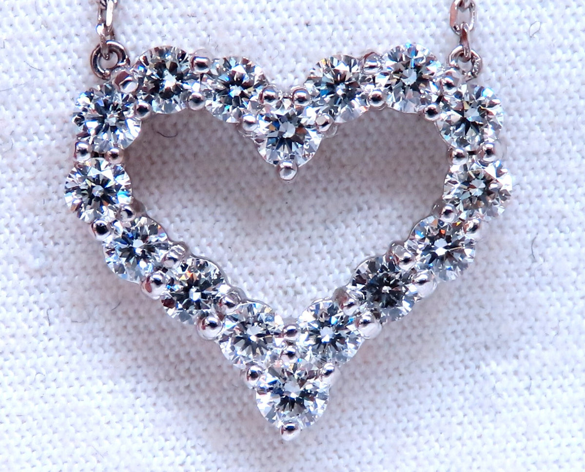 1.75ct Open Heart Natural diamonds necklace 14 karat G.VS *v