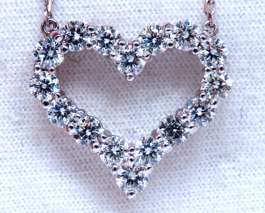 1.75ct Open Heart Natural diamonds necklace 14 karat G.VS *v