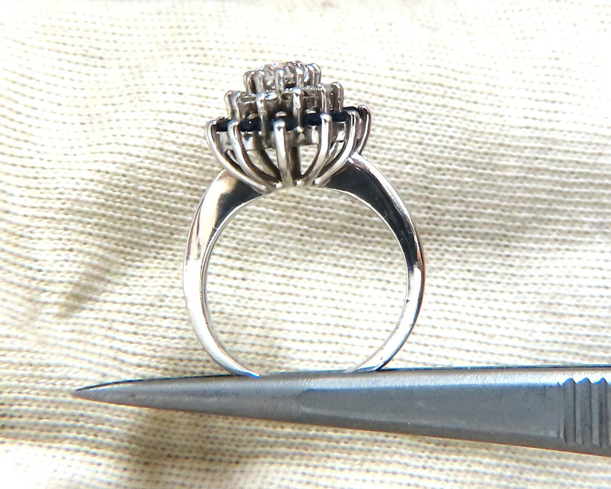 .70ct Natural Oval Diamond Sapphire Cluster Platinum Ring *v