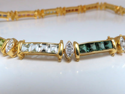 50ct Natural Garnet Tourmaline Aquamarine Citrine Diamond Necklace *v
