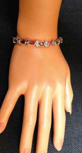 14.38ct Multicolored Spinel Diamonds Bracelet Gemline 14kt Gold Ref 12308 *v