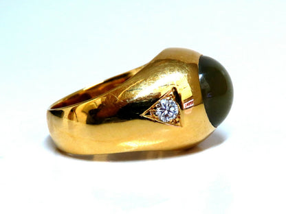 GIA Certified Natural Chrysoberyl Cats Eye Mens Diamond Signet Ring 18kt *v