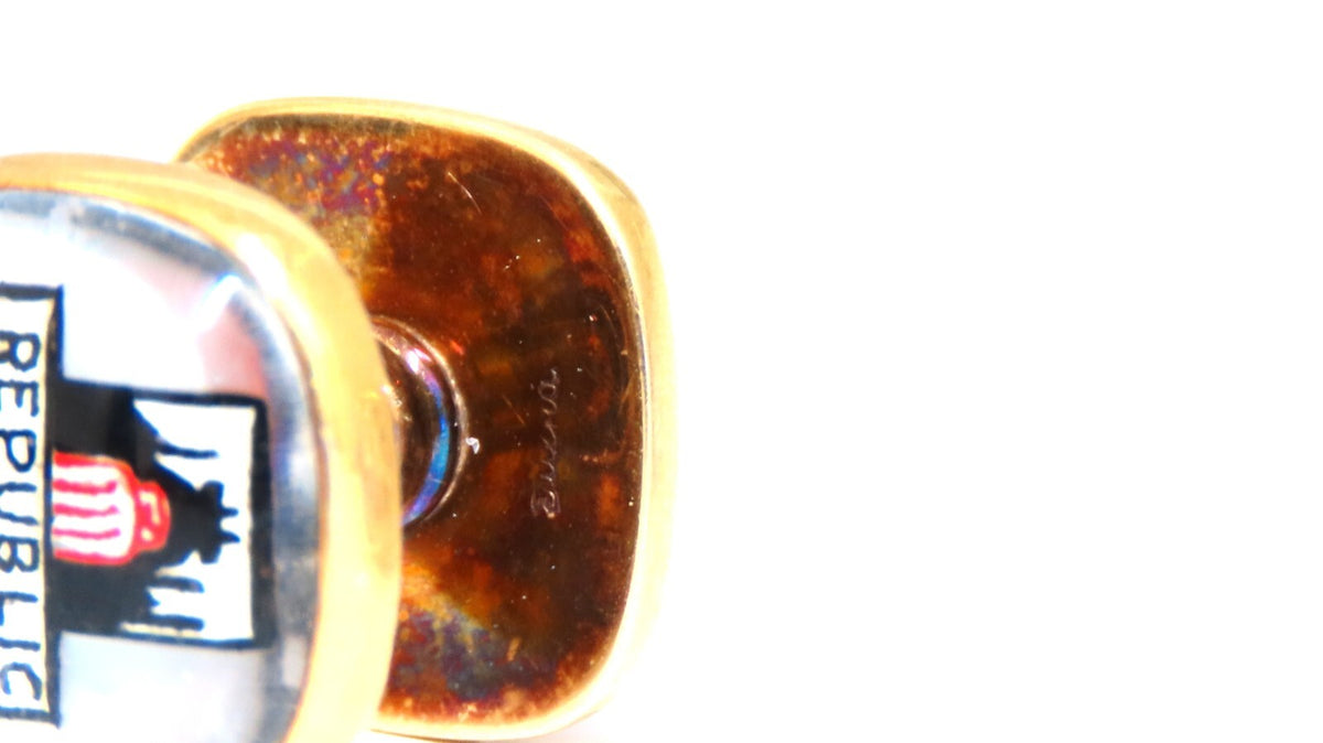 14kt gold TGM Republic steel gold cufflinks *v