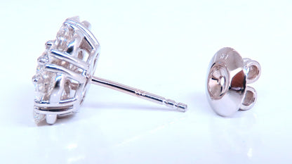 4.28ct. natural round diamond cluster earrings 14kt gold flower *v