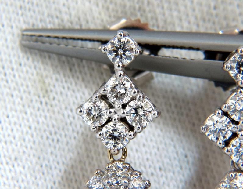 6.50ct. Natural Round Diamonds Dangle Pear Cocktail Earrings 14kt 12357 *v