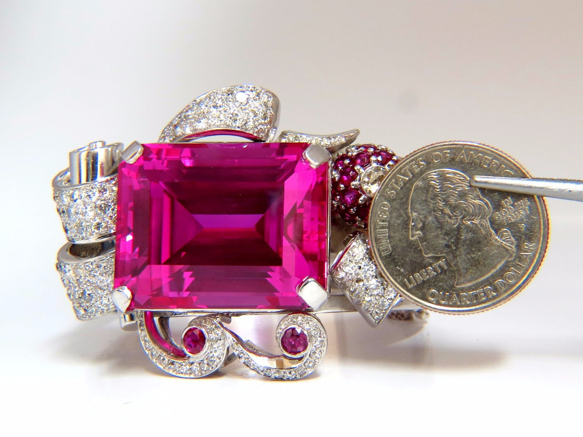 GIA Lab Pink Sapphire Diamonds Ruby Bangle Bracelet Parisian Posh Deco *v