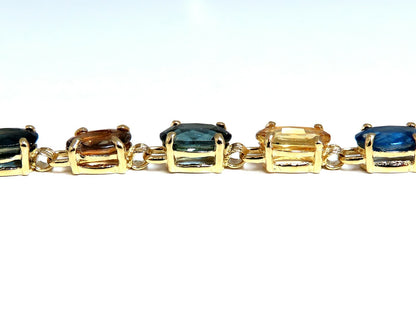 18.20Ct Natural Multi Color Sapphire Bracelet 14Kt gold *v